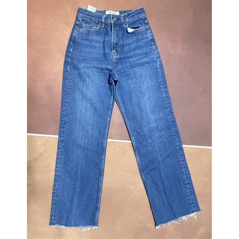 Reformation Wilder High Rise Wide Leg Cropped Jeans Salinas Size 24 Preppy - Picture 2 of 13